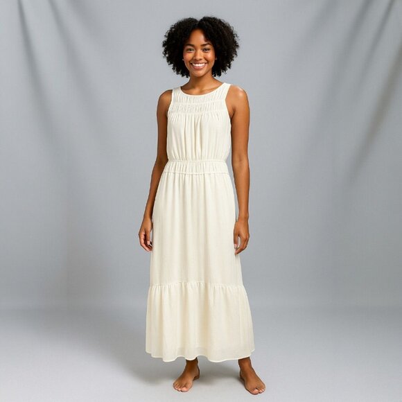 A New Day Cream Maxi Dress Small Romantic Cottagecore Soft Girl Ethereal Cruise - Picture 4 of 12